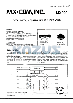 MX009 datasheet - OCTAL DIGITALLY CONTROLLED AMPLIFIER ARRAY