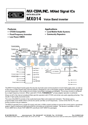 MX014 datasheet - Voice Band inverter