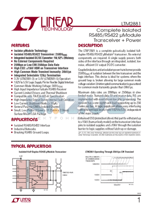LTM2881IV-5PBF datasheet - Complete Isolated RS485/RS422 lModule Transceiver  Power