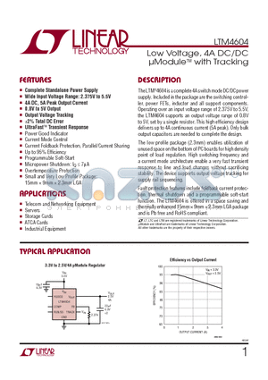 LTM4604EV-PBF datasheet - Low Voltage, 4A DC/DC lModuleTM with Tracking