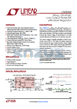LTM8028 datasheet - 36VIN, UltraFast, Low Output Noise 5A lModule Regulator