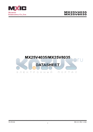 MX25V4035ZNI-15G datasheet - 4M-BIT [x 1/x 2/x 4] 2.5V CMOS SERIAL FLASH