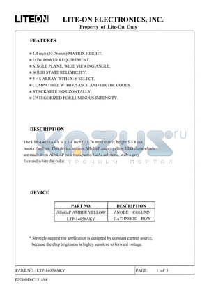 LTP-14058AKY datasheet - Property of Lite-On Only