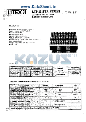 LTP251FFA datasheet - 2.5 16x16 MULTICOLOR DOT MATRIX DISPLAY