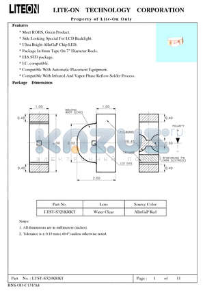 LTST-S320KRKT datasheet - Property of Lite-On Only