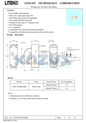 LTST-S326KGJSKT datasheet - Property of Lite-On Only