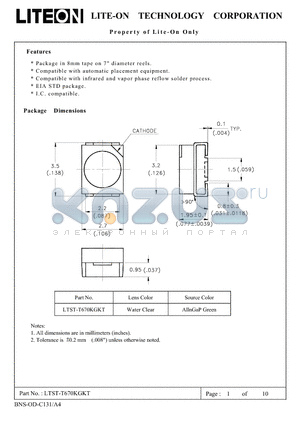 LTST-T670KGKT datasheet - LTST-T670KGKT