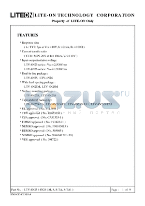 LTV-4N26S-TAI datasheet - Property of Lite-On Only