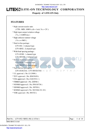 LTV-8D52S-TA1 datasheet - Property of LITE-ON Only