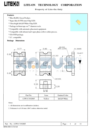 LTW-C191DS5 datasheet - Property of Lite-On Only