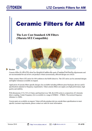 LTZ455JL datasheet - LTZ Ceramic Filters for AM
