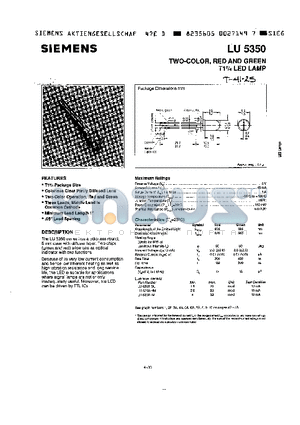 LU5350-GL datasheet - TWO-COLOR, RED AND GREEN T1 LED LAMP