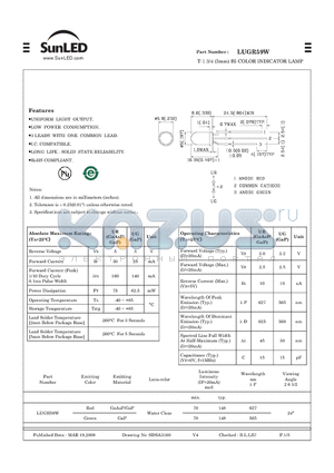 LUGR59W datasheet - T-1 3/4 (5mm) BI-COLOR INDICATOR LAMP