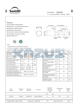 LUS12D datasheet - T-1 3/4 (5mm) SOLID STATE LAMP