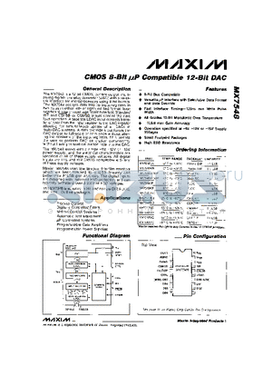 MX7548JCWP datasheet - CMOS 8-Bit lP Compatible 12-Bit DAC