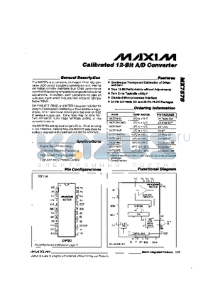 MX7578KP datasheet - Calibrated 12-Bit A/D Converter