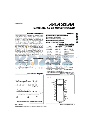 MX7845J/D datasheet - Complete, 12-Bit Multiplying DAC