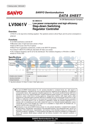 LV5061V datasheet - Low power consumption and high efficiency Step-down Switching Regulator Controller