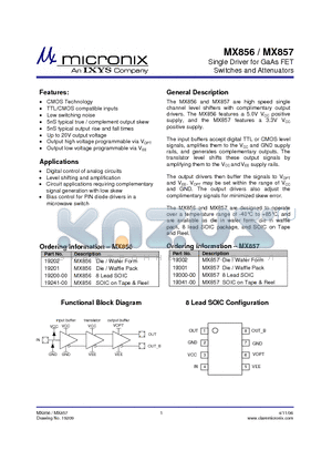 MX856 datasheet - Single Driver for GaAs FET Switches and Attenuators