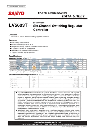LV5603T datasheet - Six-Channel Switching Regulator Controller