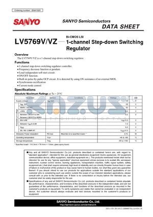 LV5769V datasheet - 1-channel Step-down Switching Regulator