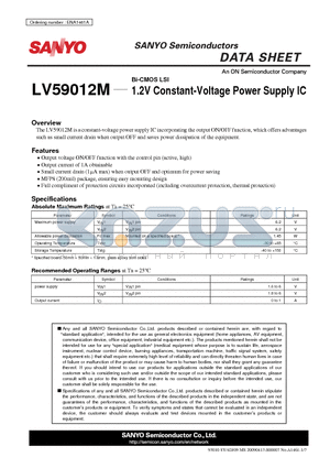 LV59012M datasheet - 1.2V Constant-Voltage Power Supply IC