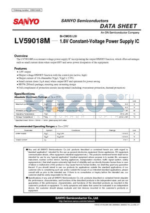 LV59018M datasheet - 1.8V Constant-Voltage Power Supply IC