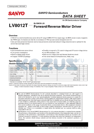 LV8012T_09 datasheet - Forward/Reverse Motor Driver