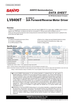 LV8406T datasheet - 2ch Forward/Reverse Motor Driver