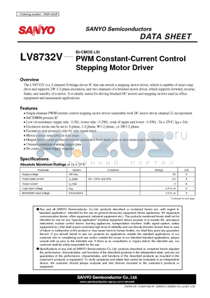 LV8732V datasheet - PWM Constant-Current Control Stepping Motor Driver