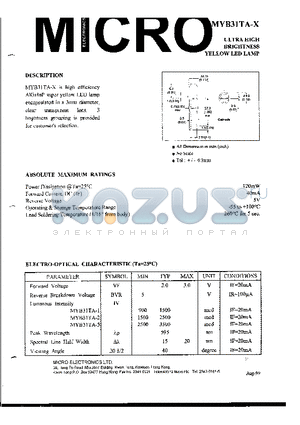 MYB31TA-1 datasheet - ULTRA HIGH BRIGHTNESS YELLOW LED LAMP