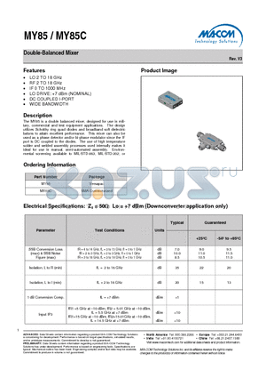 MY85 datasheet - Double-Balanced Mixer