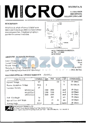 MYZ51TA-X datasheet - ULTRA HIGH BRIGHTNESS YELLOW LED LAMP