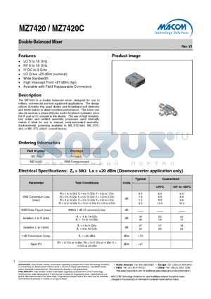 MZ7420C datasheet - Double-Balanced Mixer