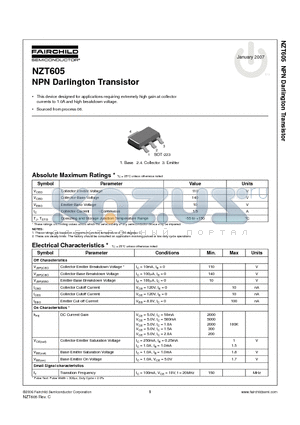 NZT605 datasheet - NPN Darlington Transistor