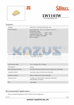 LW1141W datasheet - 3216 Type White LED