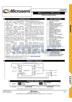 LX1677 datasheet - AMD64 Processor VRM Controller