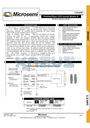 LX1695IDM datasheet - Switched Royer CCFL Inverter Monitor IC