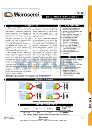 LX1691 datasheet - Enhanced Multi-Mode CCFL Controller