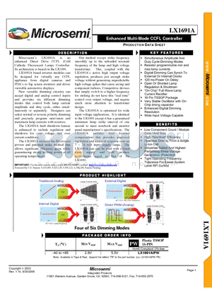 LX1691A datasheet - Enhanced Multi-Mode CCFL Controller