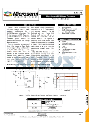 LX1732CDU datasheet - High Current PFM Boost Converter