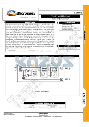 LX1802 datasheet - PLUG for MED427A-1