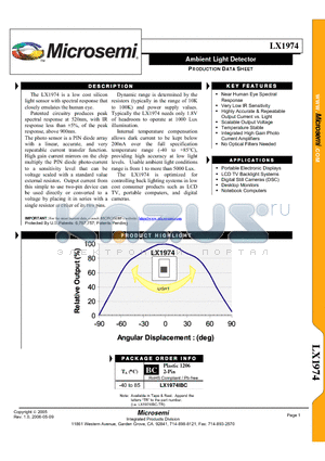 LX1974IBC datasheet - Ambient Light Detector