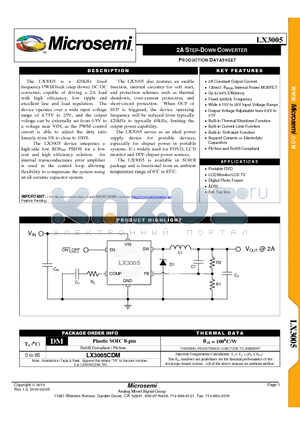 LX3005 datasheet - 2A STEP-DOWN CONVERTER