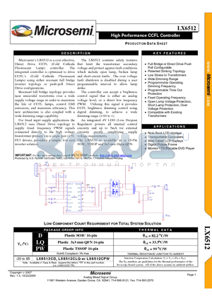 LX6512CD datasheet - High Performance CCFL Controller