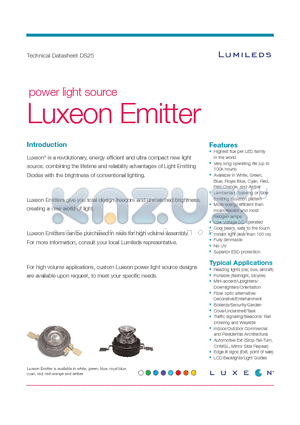 LXHL-DE01 datasheet - Luxeon Emitter
