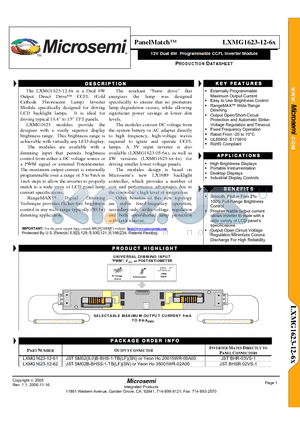 LXMG1623-12-6X datasheet - 12V Dual 6W Programmable CCFL Inverter Module