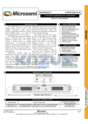 LXMG1628-12-6X datasheet - 12V Dual 6W Programmable CCFL Inverter Module