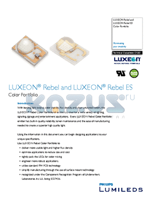 LXML-PB01-0023 datasheet - LUXEON Rebel and LUXEON Rebel ES Color Portfolio