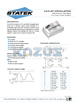 LXO-AT datasheet - Low Power Crystal Oscillator